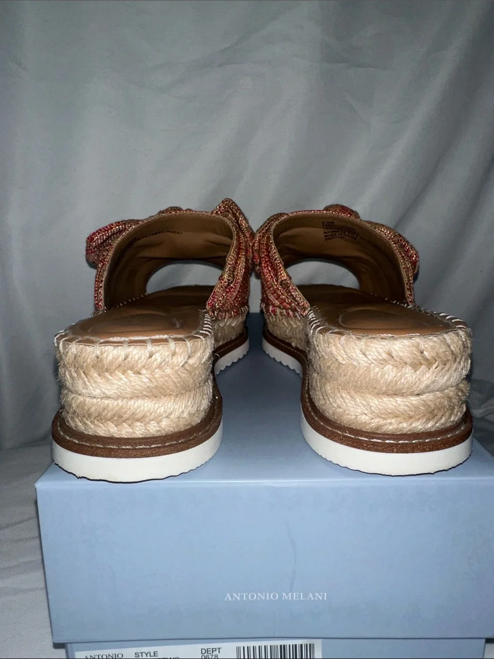 ANTONIO MELANI Terracotta Pink Knotted Espadrille Slides